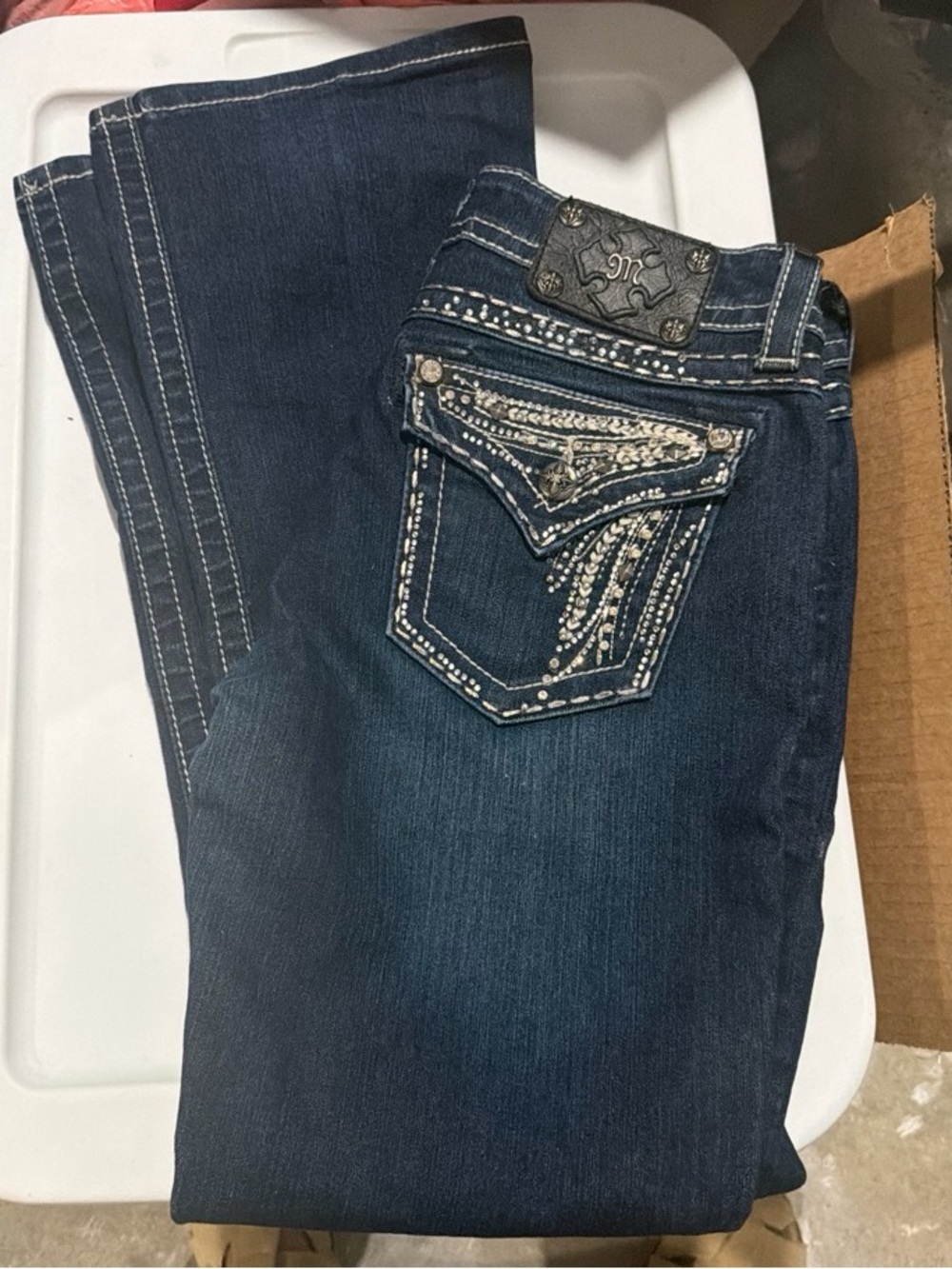 Miss Me Dark Blue Embellished Boot Cut Jeans